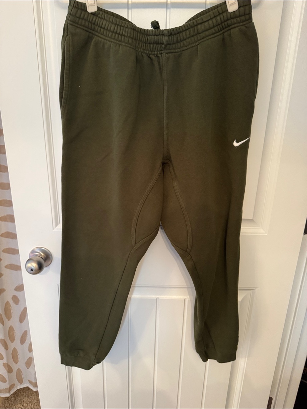 Nike Olive Fleece Joggers with White Swoosh